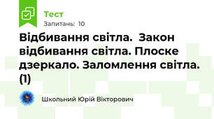 Відбивання світла.  Закон відбивання світла. Плоске дзеркало. Заломлення світла. (1)