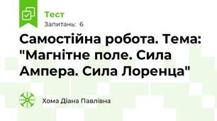 Самостійна робота. Тема: "Магнітне поле. Сила Ампера. Сила Лоренца"