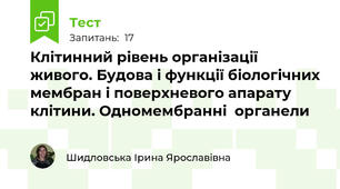 Клітинний рівень організації живого. Будова і функції біологічних мембран і поверхневого апарату клітини. Одномембранні  органели