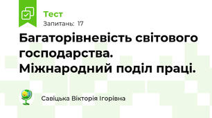 Багаторівневість світового господарства. Міжнародний поділ праці.