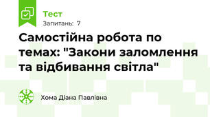 Самостійна робота по темах: "Закони заломлення та відбивання світла"