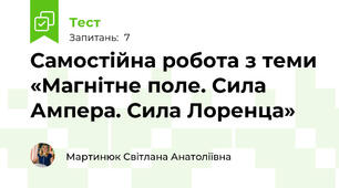 Самостійна робота з теми «Магнітне поле. Сила Ампера. Сила Лоренца»