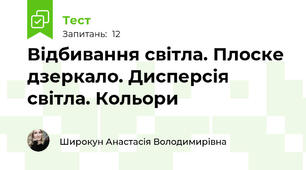 Відбивання світла. Плоске дзеркало. Дисперсія світла. Кольори