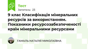 9 клас Класифікація мінеральних ресурсів за використанням. Показники ресурсозабезпеченості країн мінеральними ресурсами