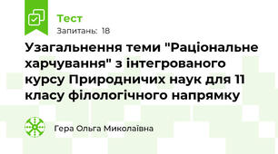 Узагальнення теми "Раціональне харчування" з інтегрованого курсу Природничих наук для 11 класу філологічного напрямку