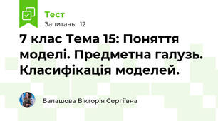 7 клас Тема 15: Поняття моделі. Предметна галузь. Класифікація моделей.