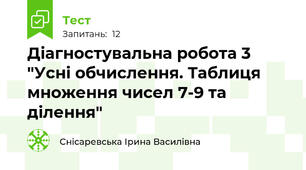 Діагностувальна робота 3 "Усні обчислення. Таблиця множення чисел 7-9 та ділення"