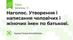  Наголос. Утворення і написання чоловічих і жіночих імен по батькові. 