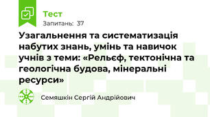 Узагальнення та систематизація набутих знань, умінь та навичок учнів з теми: «Рельєф, тектонічна та геологічна будова, мінеральні ресурси»