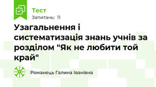 Узагальнення і систематизація знань учнів за розділом "Як не любити той край"