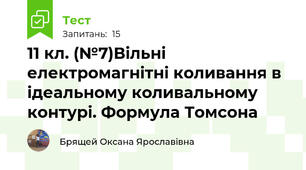  11 кл. (№7)Вільні електромагнітні коливання в ідеальному коливальному контурі. Формула Томсона