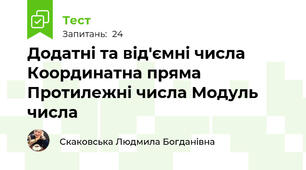 Додатні та від'ємні числа Координатна пряма Протилежні числа Модуль числа