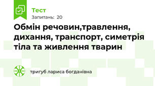  Обмін речовин,травлення, дихання, транспорт, симетрія тіла та живлення тварин