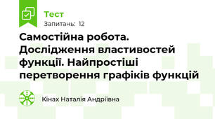 Самостійна робота. Дослідження властивостей функції. Найпростіші перетворення графіків функцій