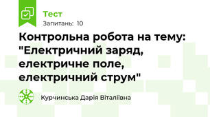 Контрольна робота на тему: "Електричний заряд, електричне поле, електричний струм"