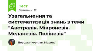 Узагальнення та систематизація знань з теми "Австралія. Мікронезія. Меланезія. Полінезія"