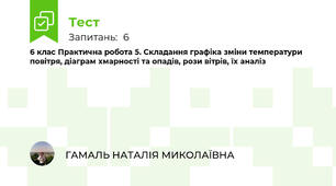 6 клас Практична робота 5. Складання графіка зміни температури повітря, діаграм хмарності та опадів, рози вітрів, їх аналіз