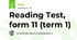 Reading Test, form 11 (term 1)