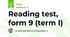 Reading test, form 9 (term I)