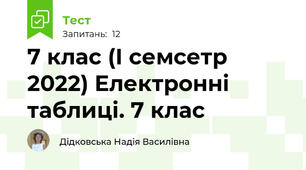 7 клас (І семсетр 2022) Електронні таблиці. 7 клас