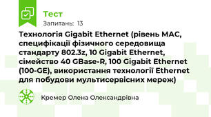 Технологія Gigabit Ethernet (рівень МАС, специфікації фізичного середовища стандарту 802.3z, 10 Gigabit Ethernet, сімейство 40 GBase-R, 100 Gigabit Ethernet (100-GE), використання технології Ethernet для побудови мультисервісних мереж)