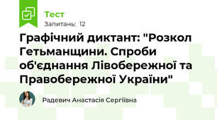 Графічний диктант: "Розкол Гетьманщини. Спроби  об'єднання Лівобережної та Правобережної України"
