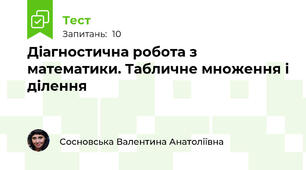 Діагностична робота з математики. Табличне множення і ділення