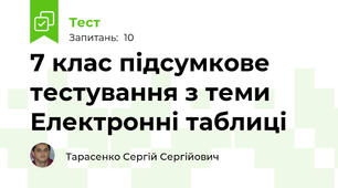 7 клас підсумкове тестування з теми Електронні таблиці