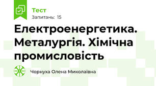 Електроенергетика. Металургія. Хімічна промисловість