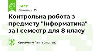 Контрольна робота з предмету "Інформатика" за І семестр для 8 класу