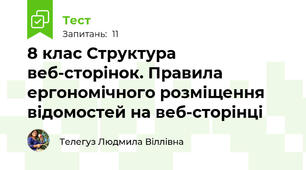 8 клас Структура веб-сторінок. Правила ергономічного розміщення відомостей на веб-сторінці