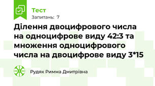 Ділення двоцифрового числа на одноцифрове виду 42:3 та множення одноцифрового числа на двоцифрове виду 3*15 