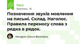 Позначення звуків мовлення на письмі. Склад. Наголос. Правила переносу слова з рядка в рядок. 