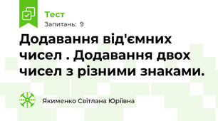 Додавання від'ємних чисел . Додавання двох чисел з різними знаками.