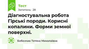 Діагностувальна робота  Гірські породи. Корисні копалини. Форми земної поверхні.