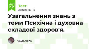Узагальнення знань з теми Психічна і духовна складові здоров'я.