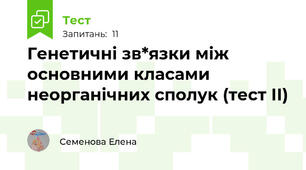 Генетичні зв*язки між основними класами неорганічних сполук (тест ІІ)