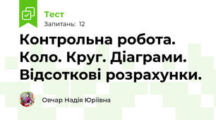 Контрольна робота. Коло. Круг. Діаграми. Відсоткові розрахунки.