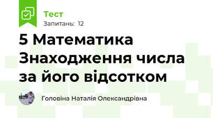 5 Математика  Знаходження числа за його відсотком