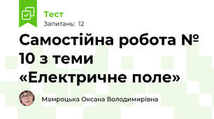 Самостійна робота № 10 з теми «Електричне поле»