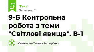 9-Б Контрольна робота з теми "Світлові явища". В-1