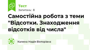 Самостійна робота з теми "Відсотки. Знаходження відсотків від числа"
