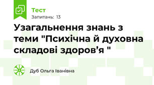 Узагальнення знань з теми "Психічна й духовна складові здоров’я "
