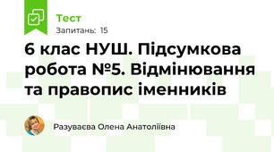 6 клас НУШ. Підсумкова  робота №5. Відмінювання та правопис іменників