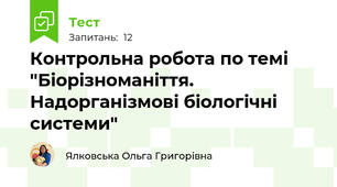 Контрольна робота по темі "Біорізноманіття. Надорганізмові біологічні системи"