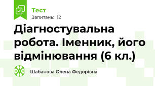 Діагностувальна робота. Іменник, його відмінювання (6 кл.)