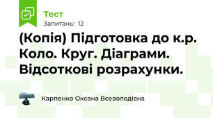 (Копія) Підготовка до к.р. Коло. Круг. Діаграми. Відсоткові розрахунки.