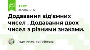 Додавання від'ємних чисел . Додавання двох чисел з різними знаками.