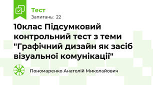 10клас Підсумковий контрольний тест з теми "Графічний дизайн як засіб візуальної комунікації"