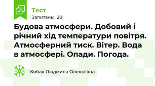 Будова атмосфери. Добовий і річний хід температури повітря. Атмосферний тиск. Вітер. Вода в атмосфері. Опади. Погода.